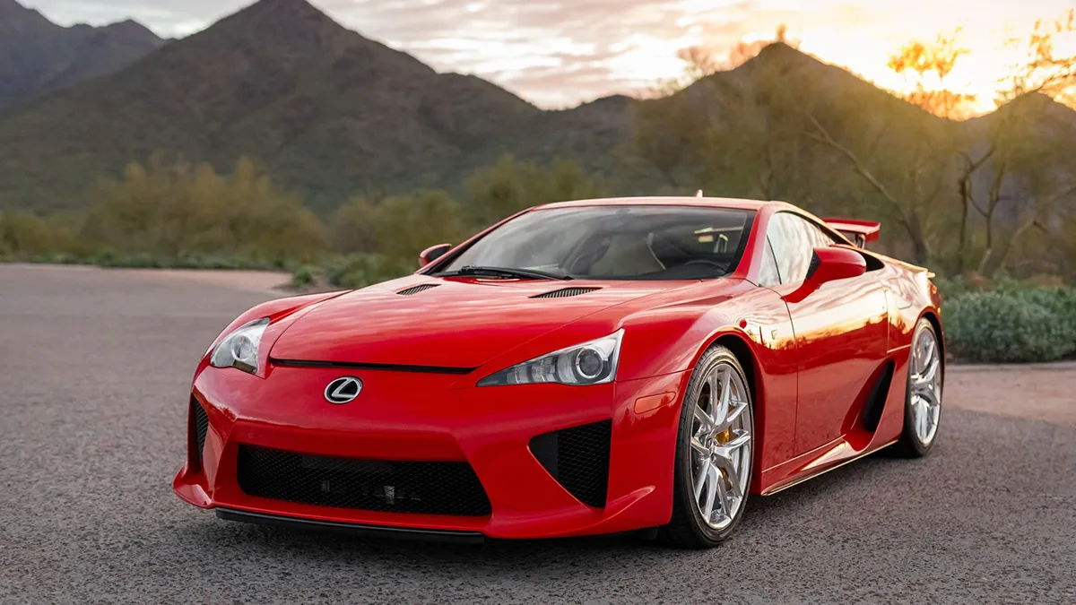 Red Lexus LFA at sunset